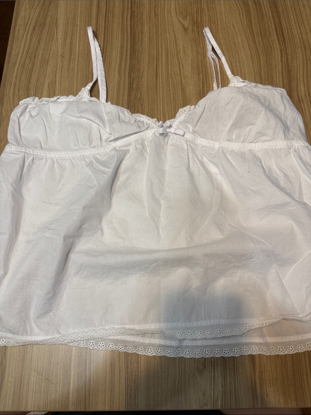 PINK Victoria's Secret White Lace-Trim Camisole